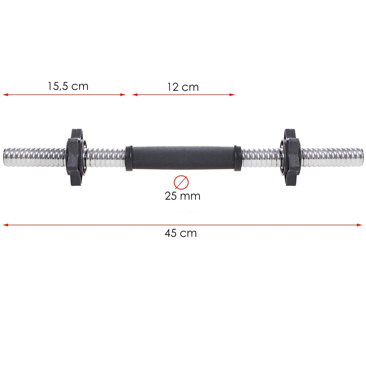 Korte Halterstang | Barbell | Chroomstaal | 45 cm | 0.8KG