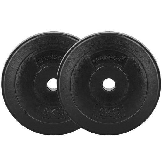 Halterschijven | 2 x 5 kg | Kunststof | Zwart