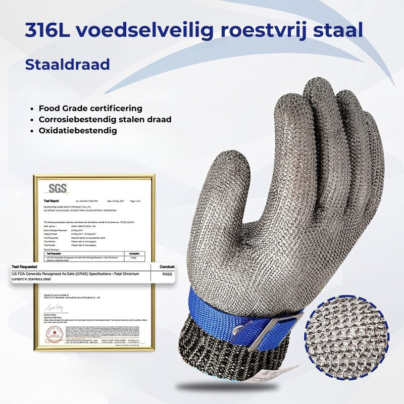 Metaalmesh Handschoenen van voedselveilig roestvrij staal
