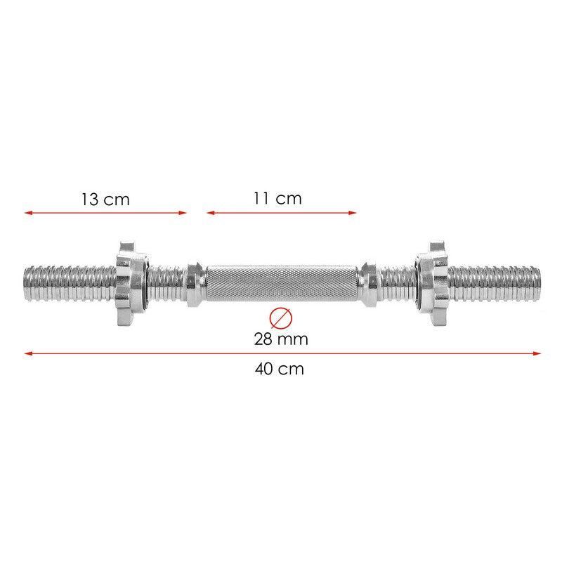 Halterstang | Barbell | Chroomstaal | 40 cm | 28 mm