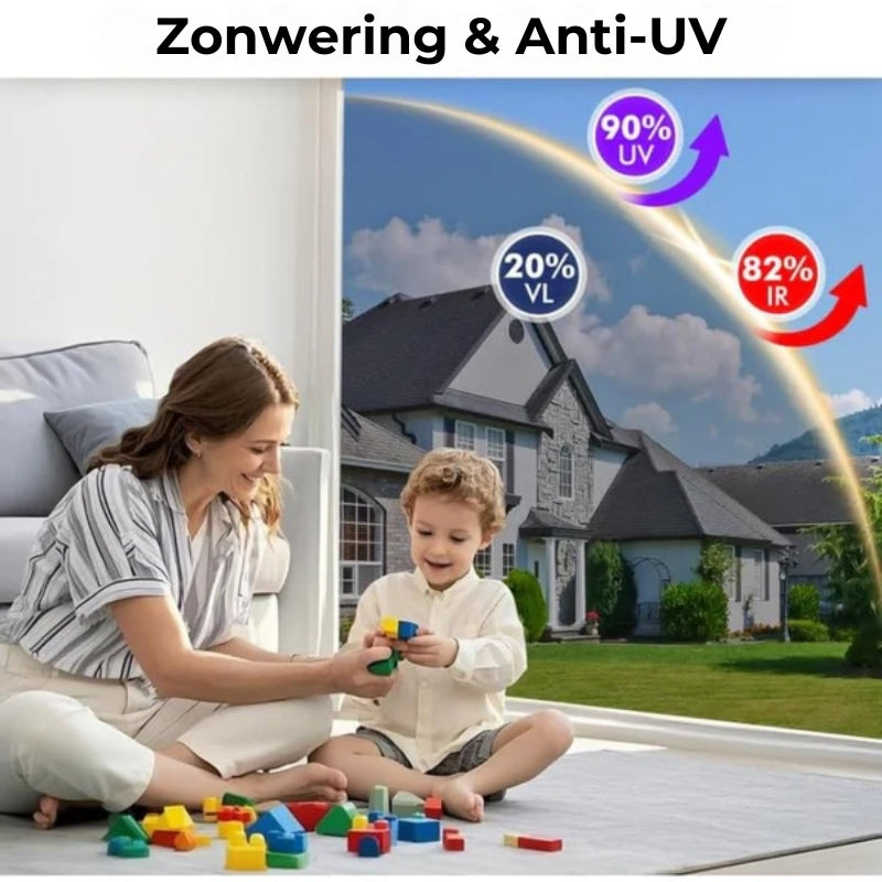 Raamfolie met éénrichtingsprivacy - Statisch hechtende spiegeltint met volledige doe-het-zelfkit