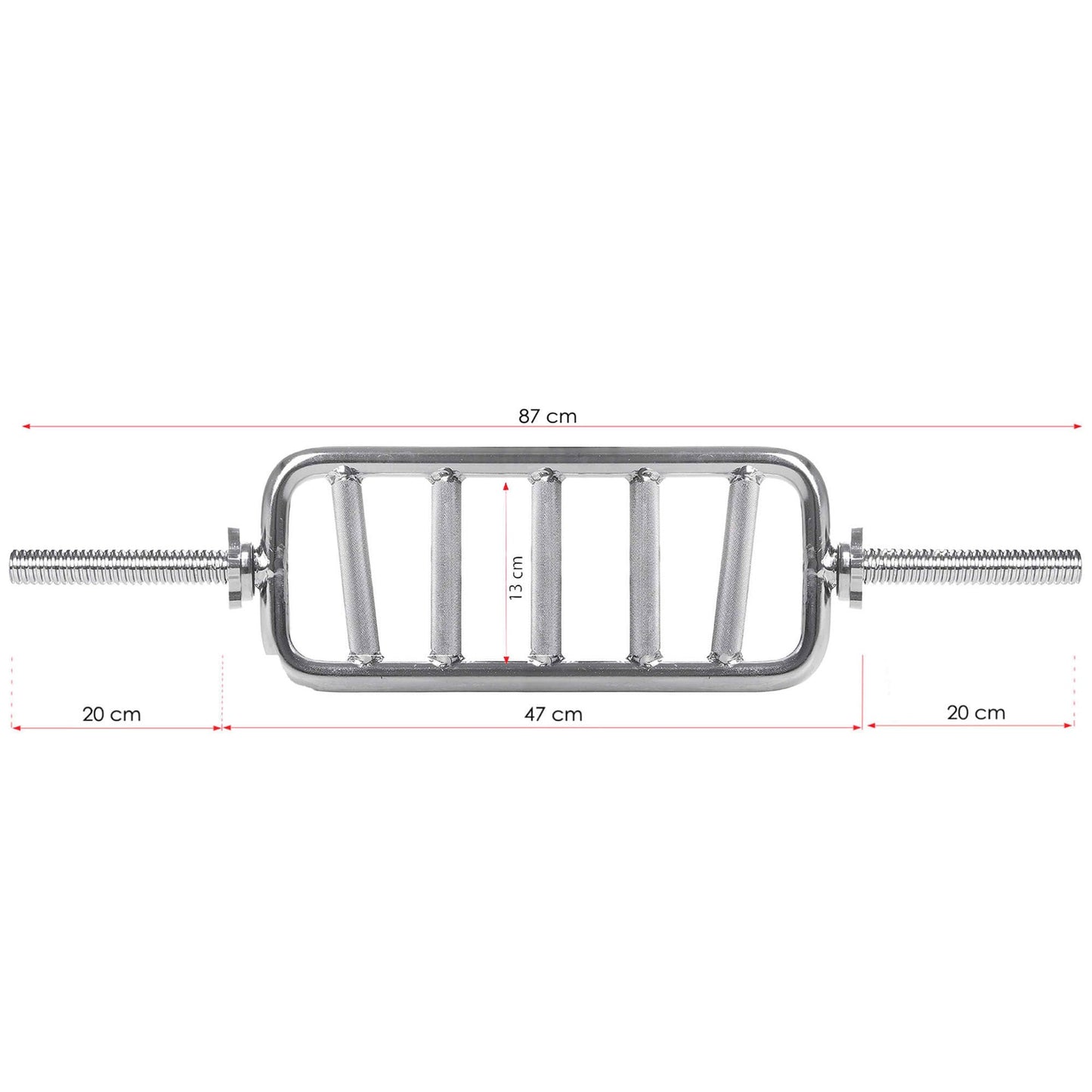 Korte Halterstang | Triceps Trainer | Chroomstaal | 87 cm | 7.6KG