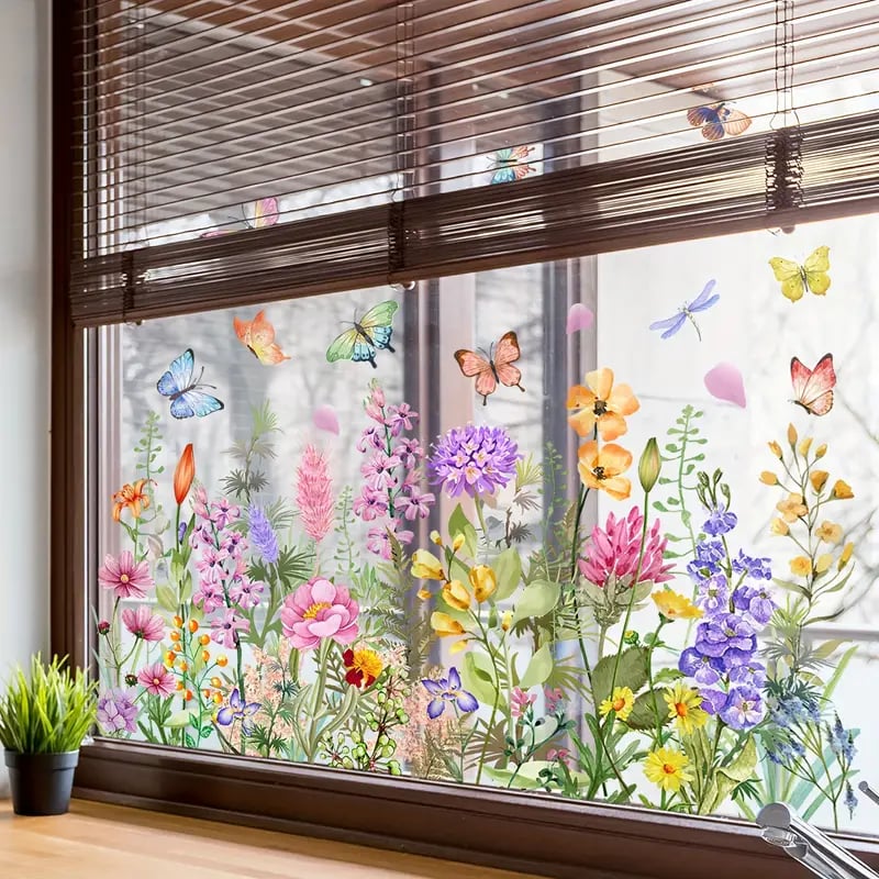 Kleurrijke Raamstickers Bloemmotief!