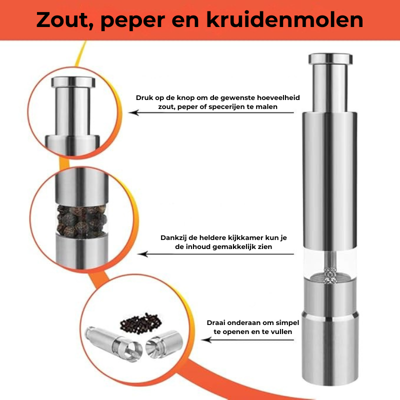 🔥Handmatige Zout-/Pepermolen - Roestvrij Staal