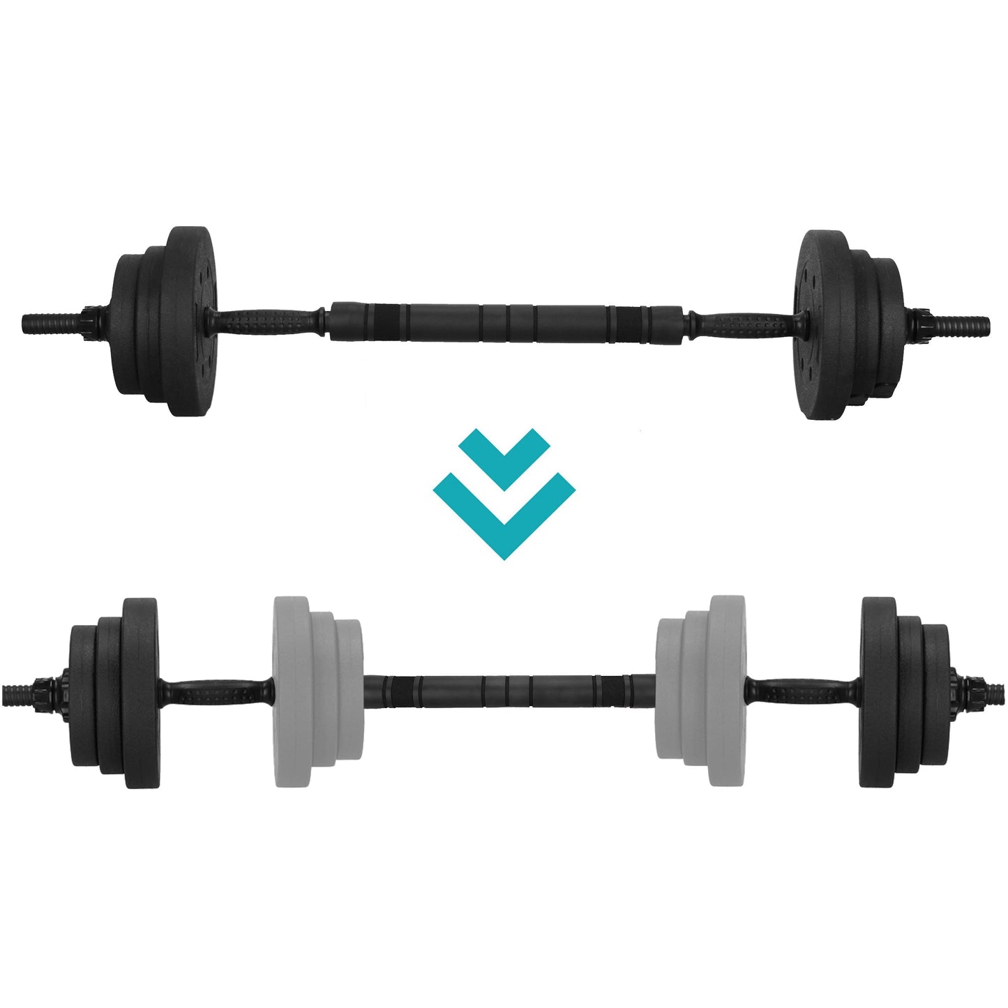 Dumbellset - 6 in 1 Kettlebell Pro Set - 30 KG - Halter Verlengstuk - Verstelbaar - Complete Set - Thuis Sporten - Zwart