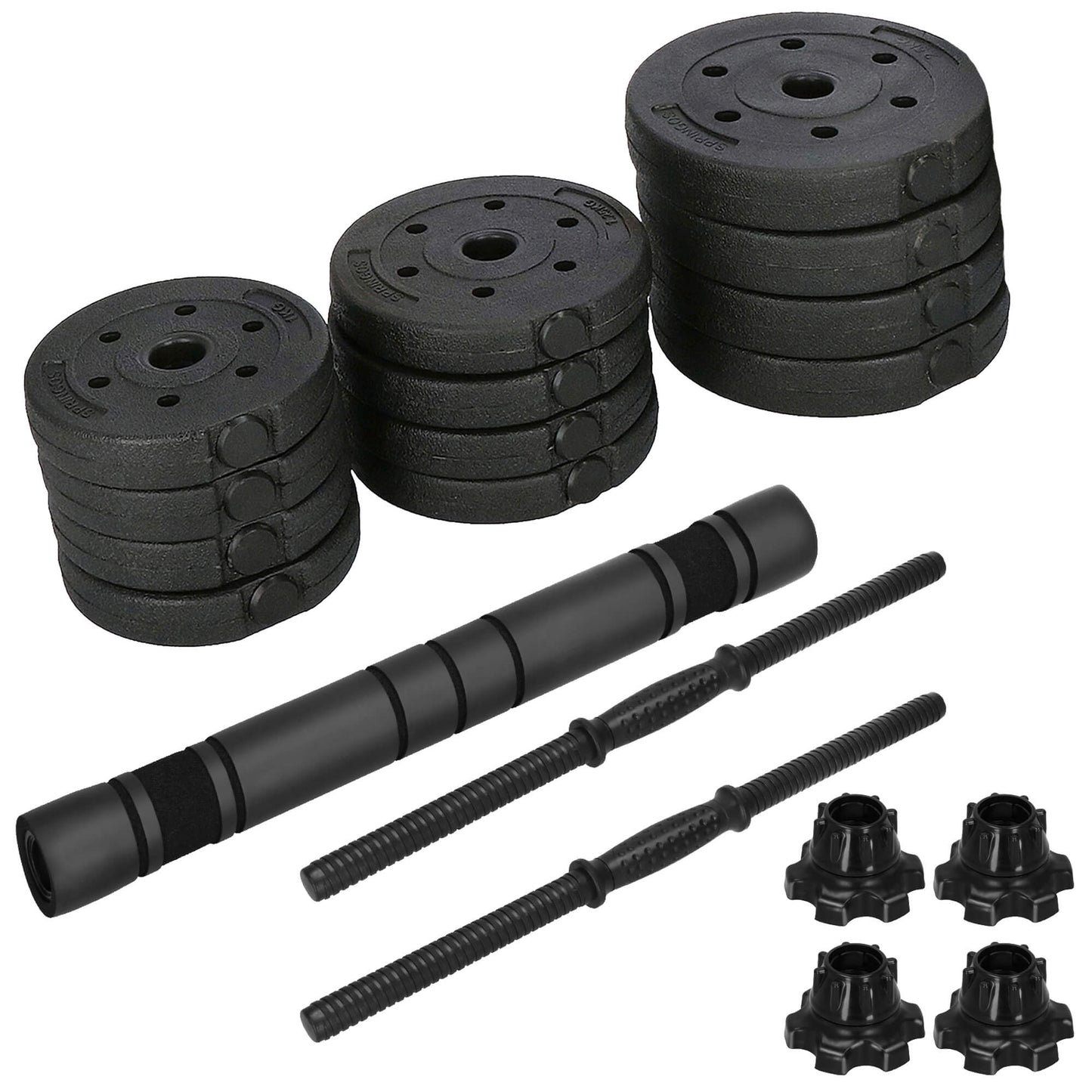 Dumbellset - 20 KG - Halter Verlengstuk - Verstelbaar - Complete Set - Thuis Sporten - Zwart