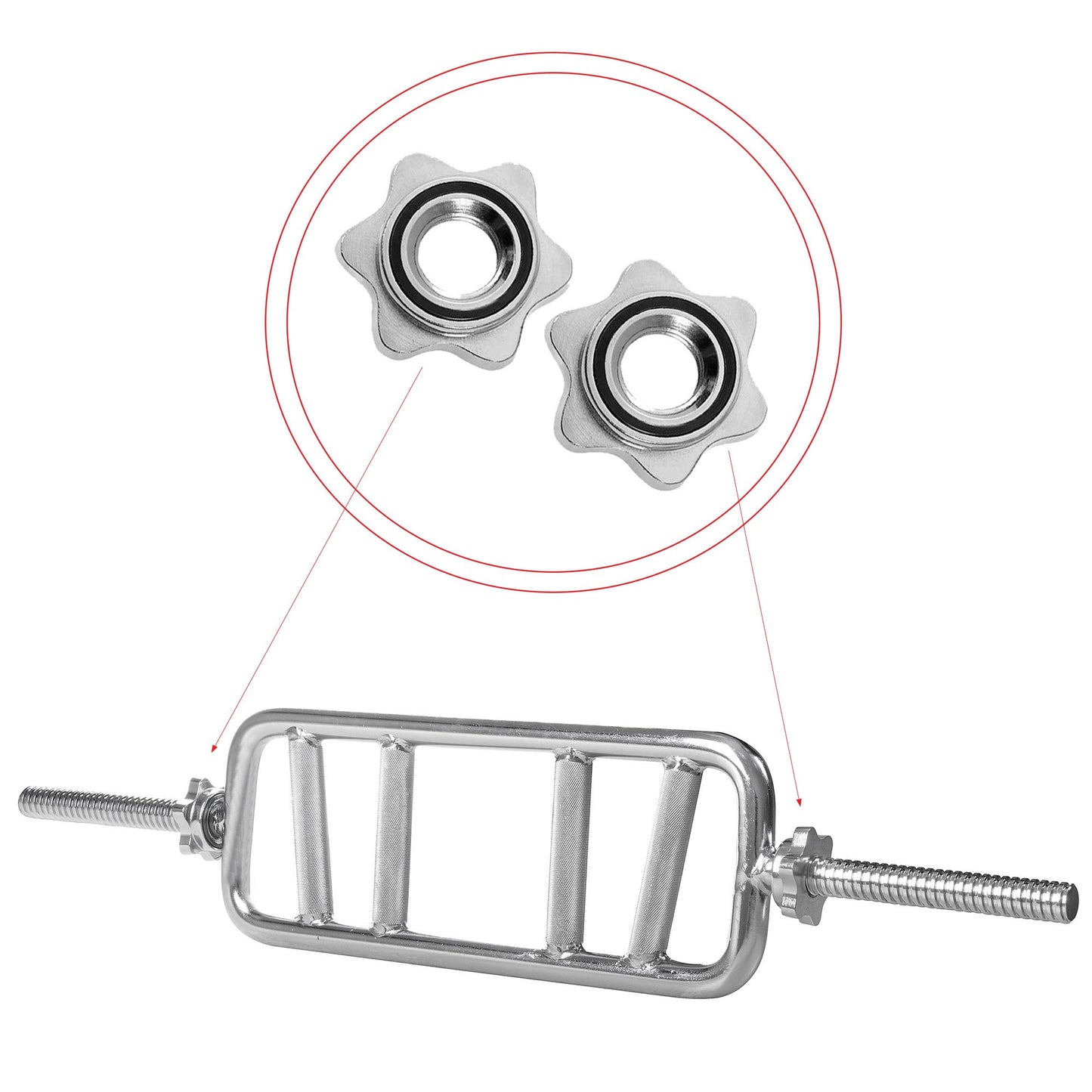 Korte Halterstang | Triceps Trainer | Chroomstaal | 87 cm | 7.6KG