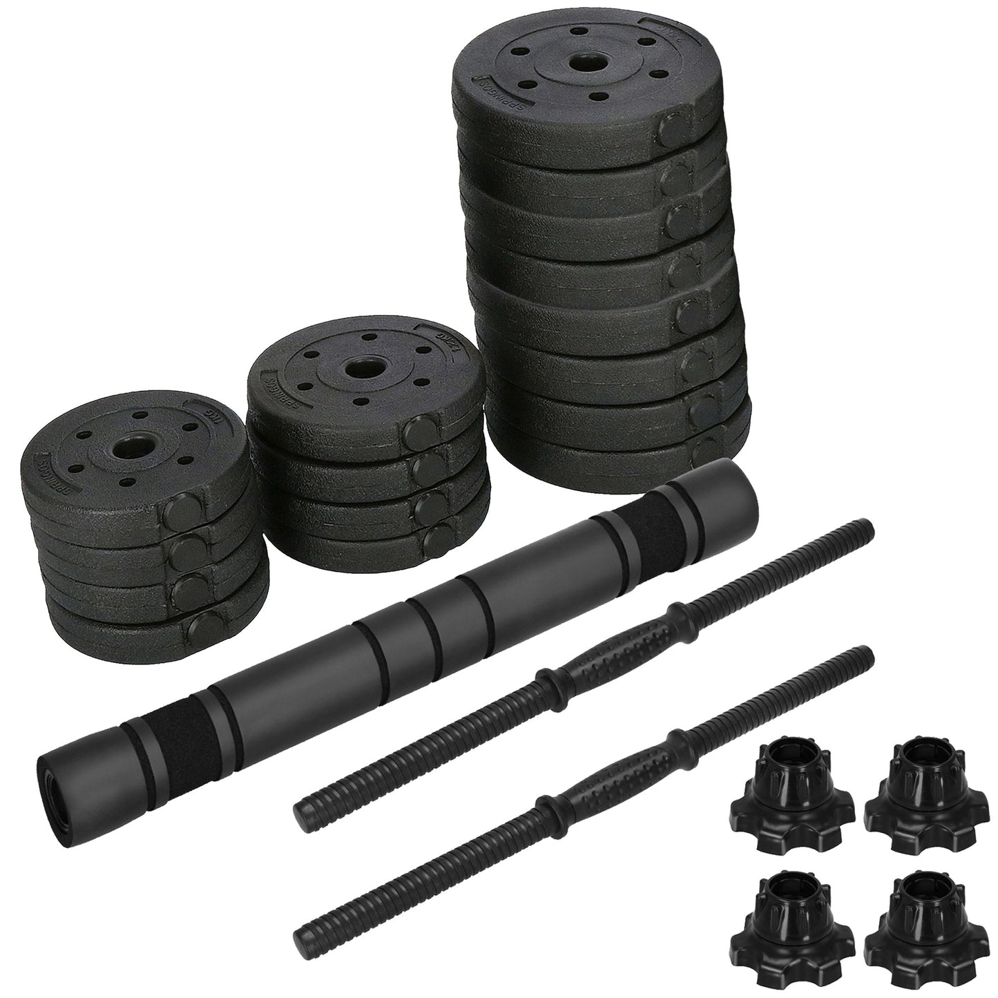 Dumbellset - 30 KG - Halter Verlengstuk - Verstelbaar - Complete Set - Thuis Sporten - Zwart