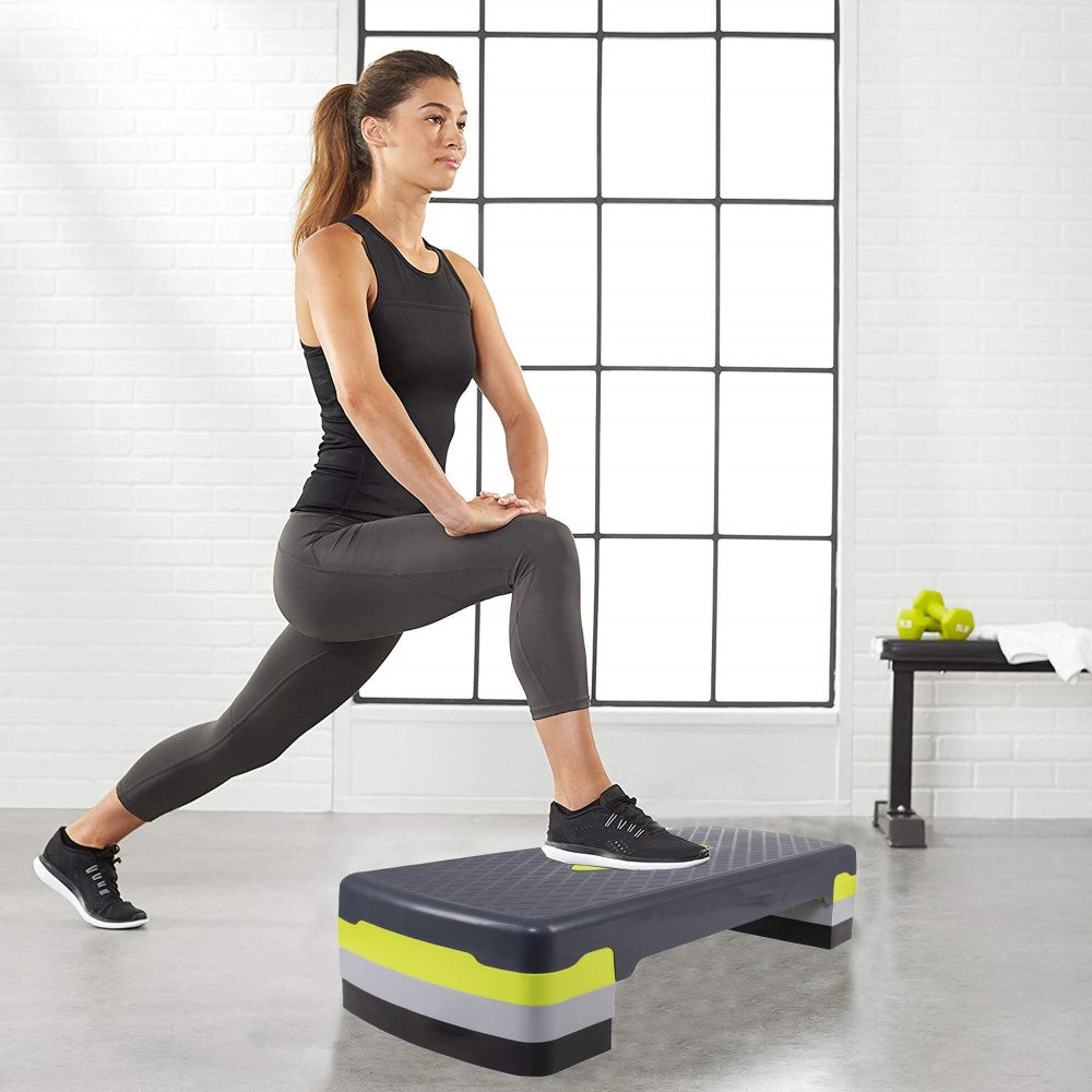 Aerobic Stepper | Verstelbaar | Inclusief Mat | Grijs/Groen