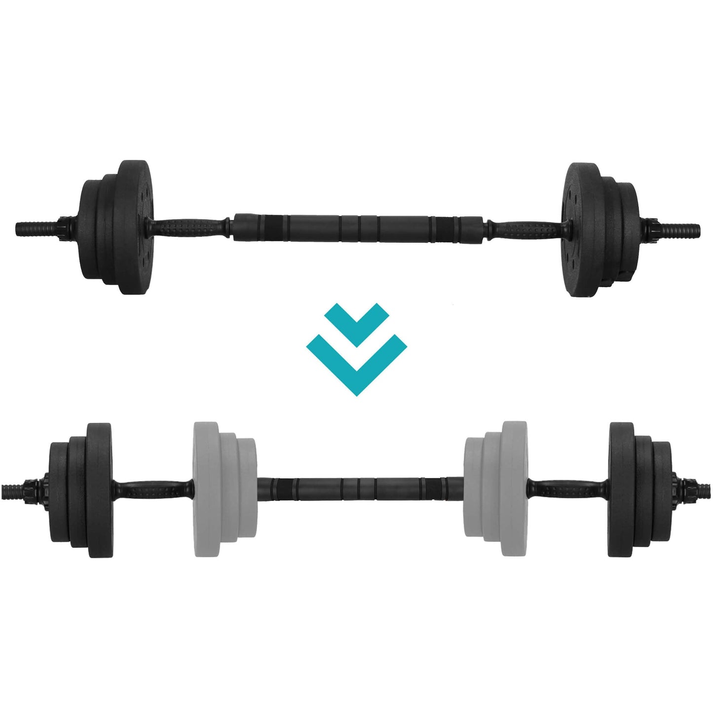 Dumbellset - 20 KG - Halter Verlengstuk - Verstelbaar - Complete Set - Thuis Sporten - Zwart