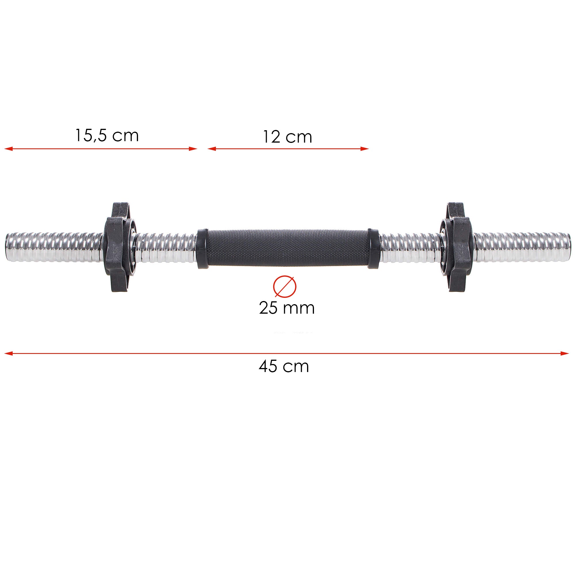 Korte Halterstang | Barbell | Chroomstaal | 45 cm | 0.8KG