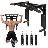 Pull Up Bar | Pull Up Station | Dip Station | Krachtstation | Multifunctioneel | Wandmontage | Inclusief Montageset | Zwart/Oranje
