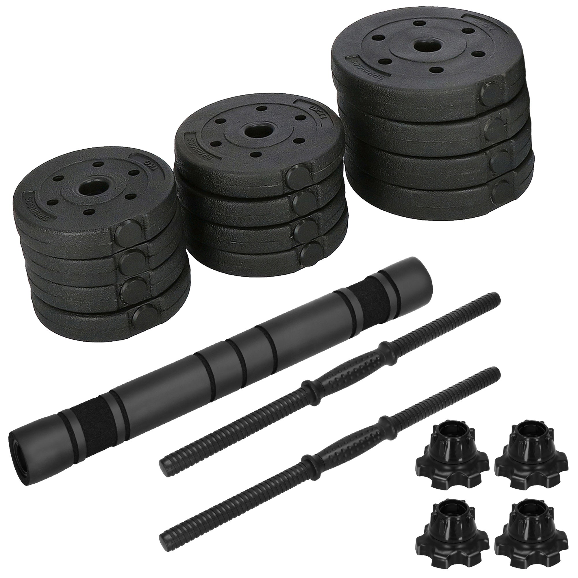 Dumbellset - 20 KG - Halter Verlengstuk - Verstelbaar - Complete Set - Thuis Sporten - Zwart