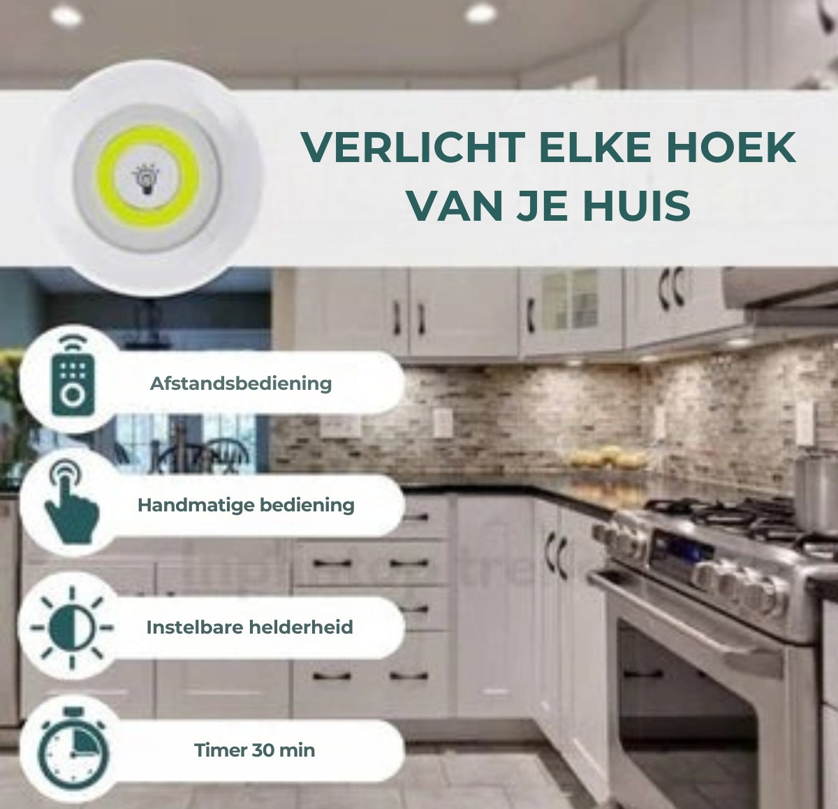 Zelfklevende Wandlampen (2st. inclusief afstandsbediening)