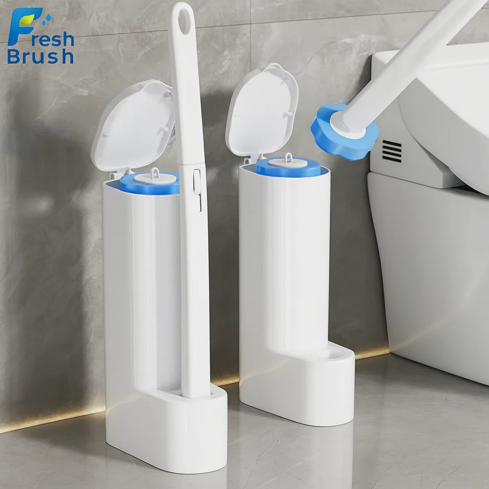 FreshBrush™ Siliconen Toiletborstel – Hygiënisch, Stankvrij & Verwisselbaar | Incl. 24 Opzetstukken