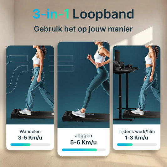 Ferosi 3-in-1 Compacte Loopband - 1-6 km/h