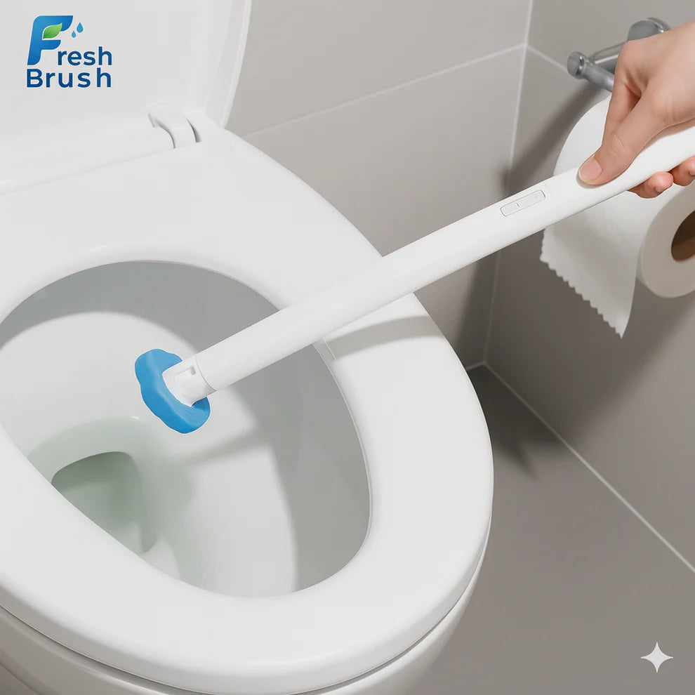 FreshBrush™ Siliconen Toiletborstel – Hygiënisch, Stankvrij & Verwisselbaar | Incl. 24 Opzetstukken