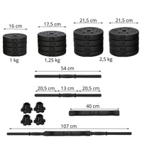 Dumbellset - 6 in 1 Kettlebell Pro Set - 30 KG - Halter Verlengstuk - Verstelbaar - Complete Set - Thuis Sporten - Zwart