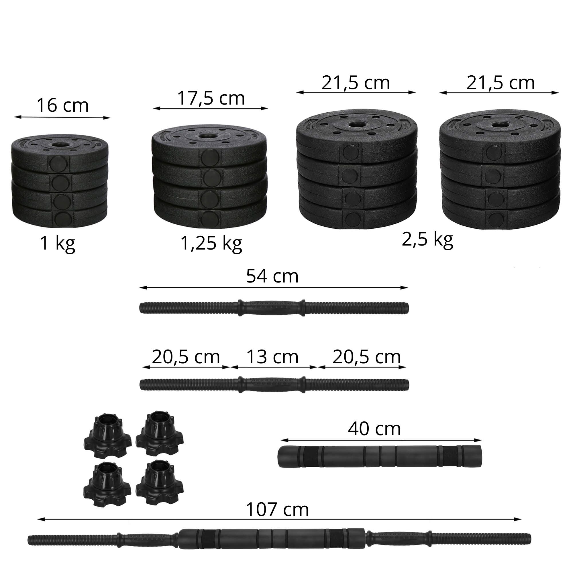 Dumbellset - 6 in 1 Kettlebell Pro Set - 30 KG - Halter Verlengstuk - Verstelbaar - Complete Set - Thuis Sporten - Zwart