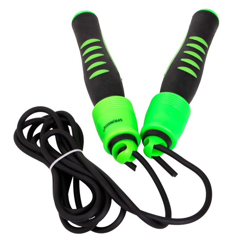 Springtouw | Sport Springtouw | Fitness Springtouw | Verstelbaar | Stappenteller | Groen 275 cm