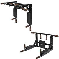 Pull Up Bar | Pull Up Station | Dip Station | Krachtstation | Multifunctioneel | Wandmontage | Inclusief Montageset | Zwart/Oranje