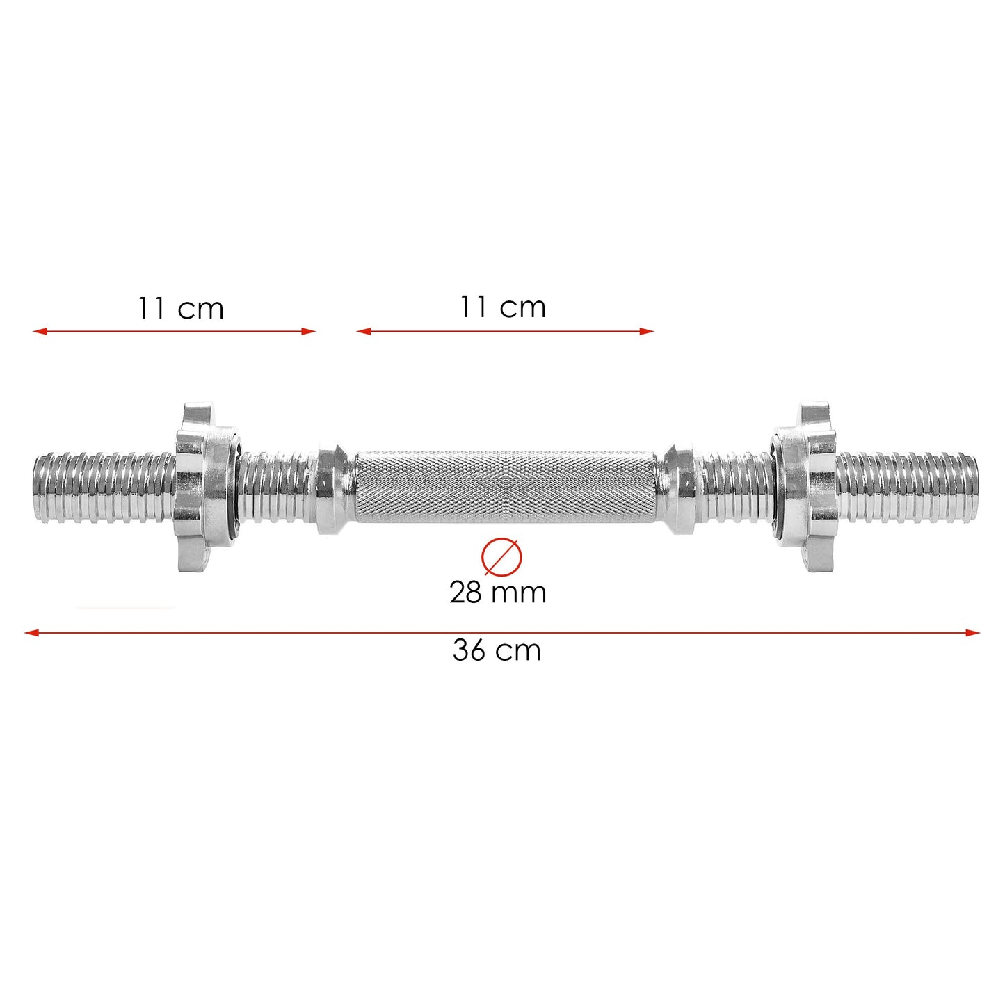 Korte Halterstang | Barbell | Chroomstaal | 36 cm | 1.66KG