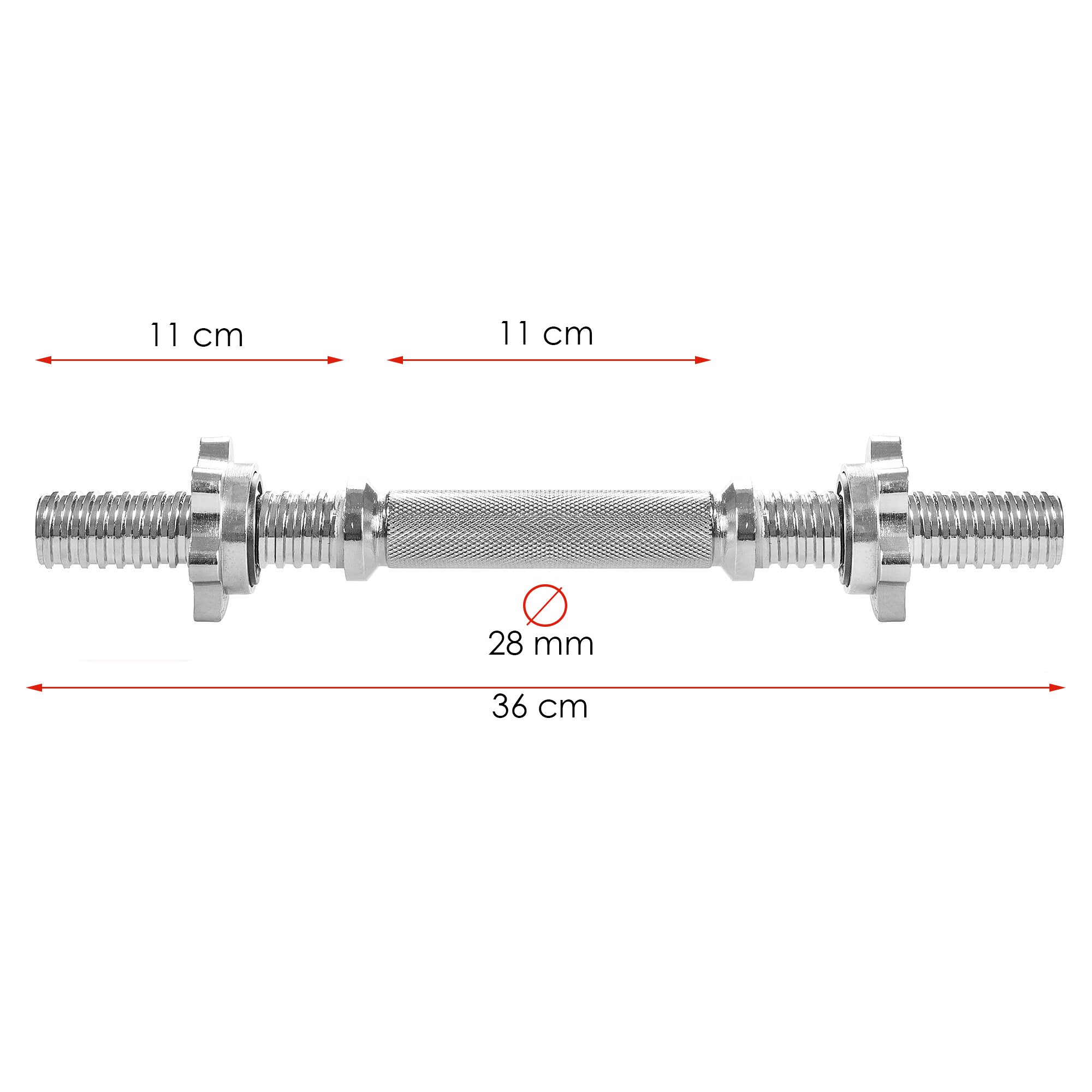 Korte Halterstang | Barbell | Chroomstaal | 36 cm | 1.66KG
