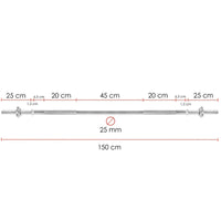 Halterstang | Barbell | Chroomstaal | 150 cm | 25 mm