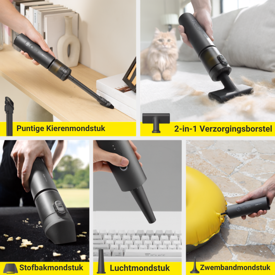 Vortix 3-in-1 Draadloze stofzuiger | Zuigt, Blaast & Pompt