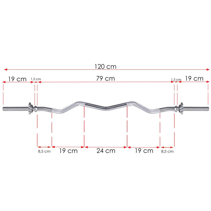 Halterstang | Barbell | Chroomstaal | 120 cm | 25 mm