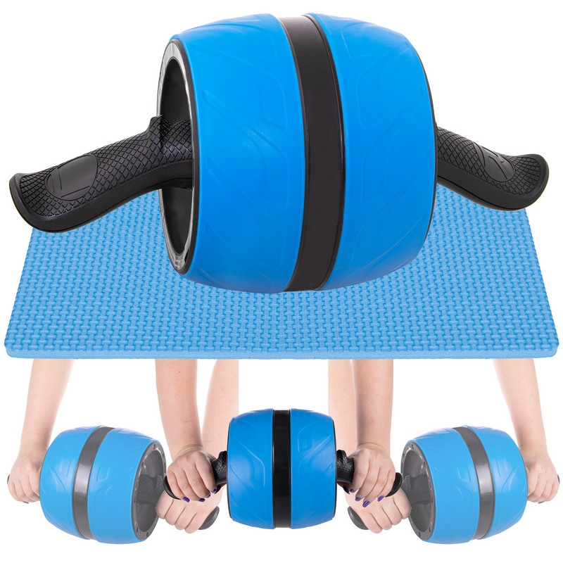 Buikspierwiel | Inclusief Kniemat | Blauw/Zwart