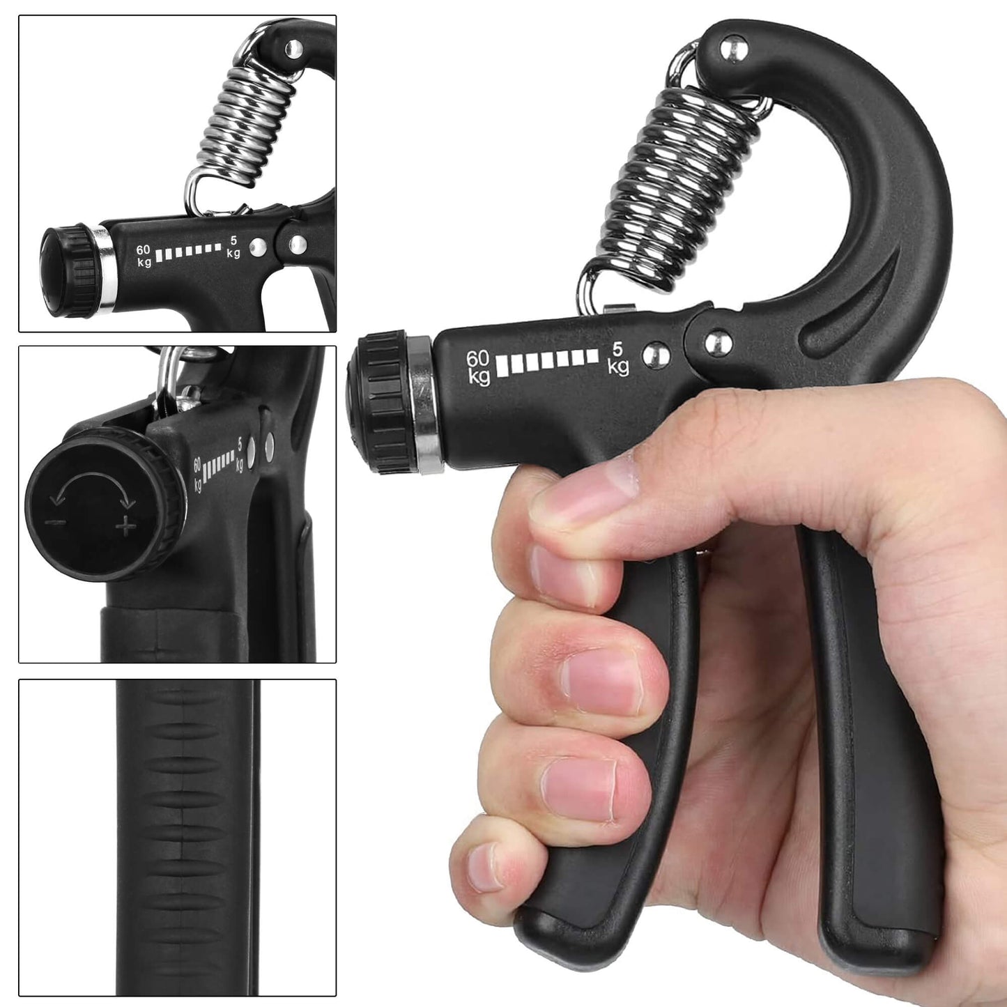 Handtrainer | Handknijper | Zwart/Grijs | 5- 60 Kg