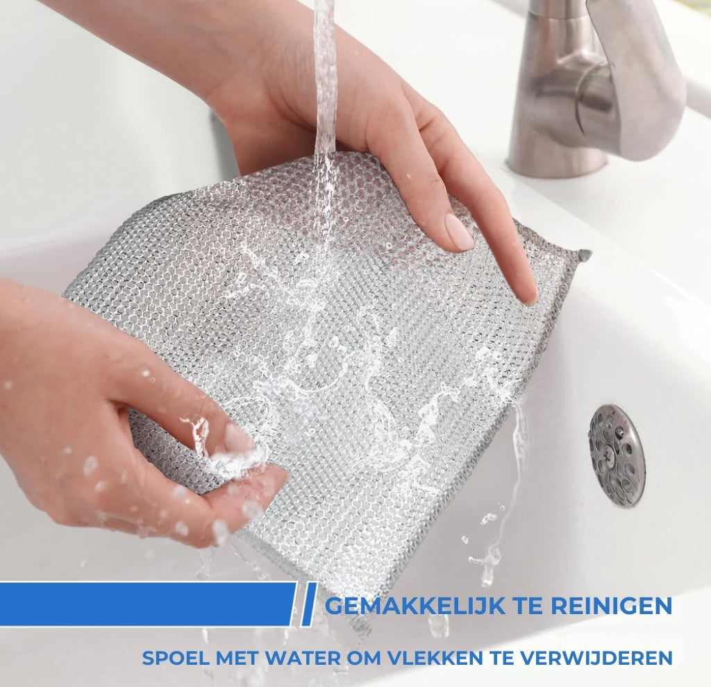 Herbruikbare Silver Mesh Schuurdoeken – Hard voor vlekken, zacht voor oppervlakken