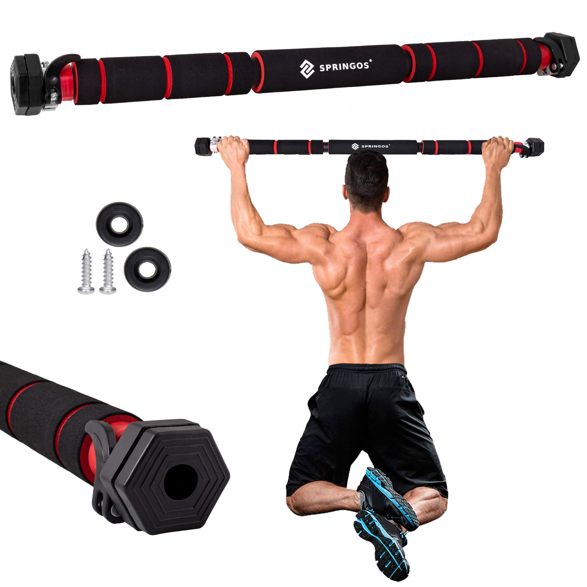 Pull Up Bar - Optrekstang - Staal - Zwart - 60-100 CM - 300KG