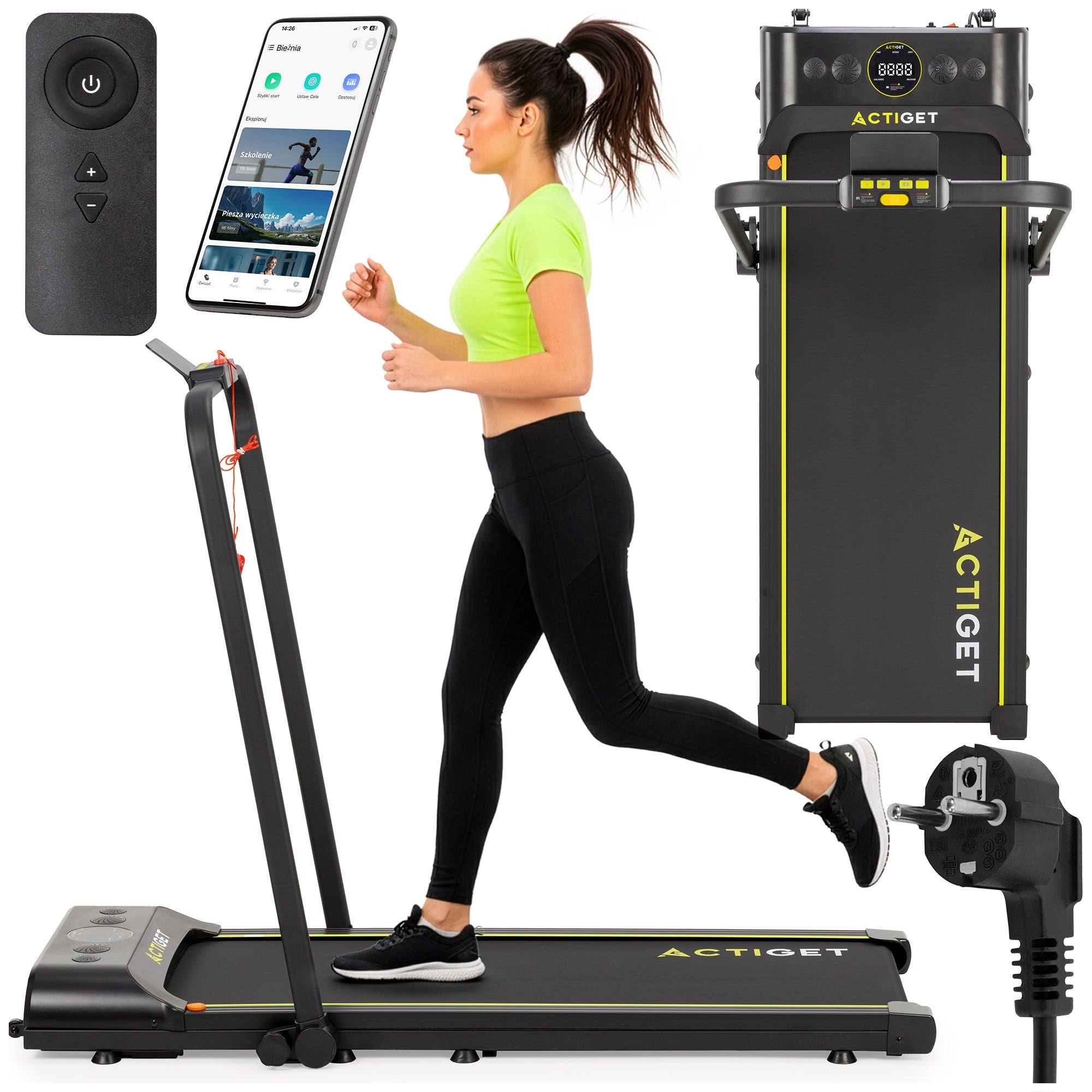 Loopband - 1-12 KM/U - Inklapbaar - Fitshow APP - Met ingebouwde Speaker ( Bluetooth ) - Afstandsbediening - Telefoonhouder - Smeerolie - 133 x 50 x 105 CM - 1 PK Motor