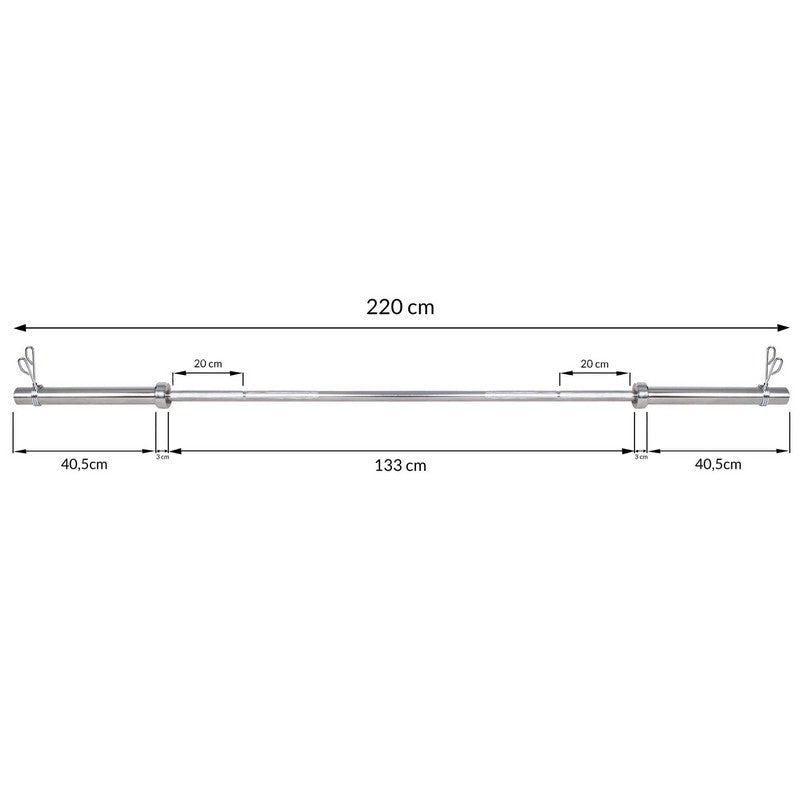 Halterstang | Barbell | Chroomstaal | 220 cm | 50 mm
