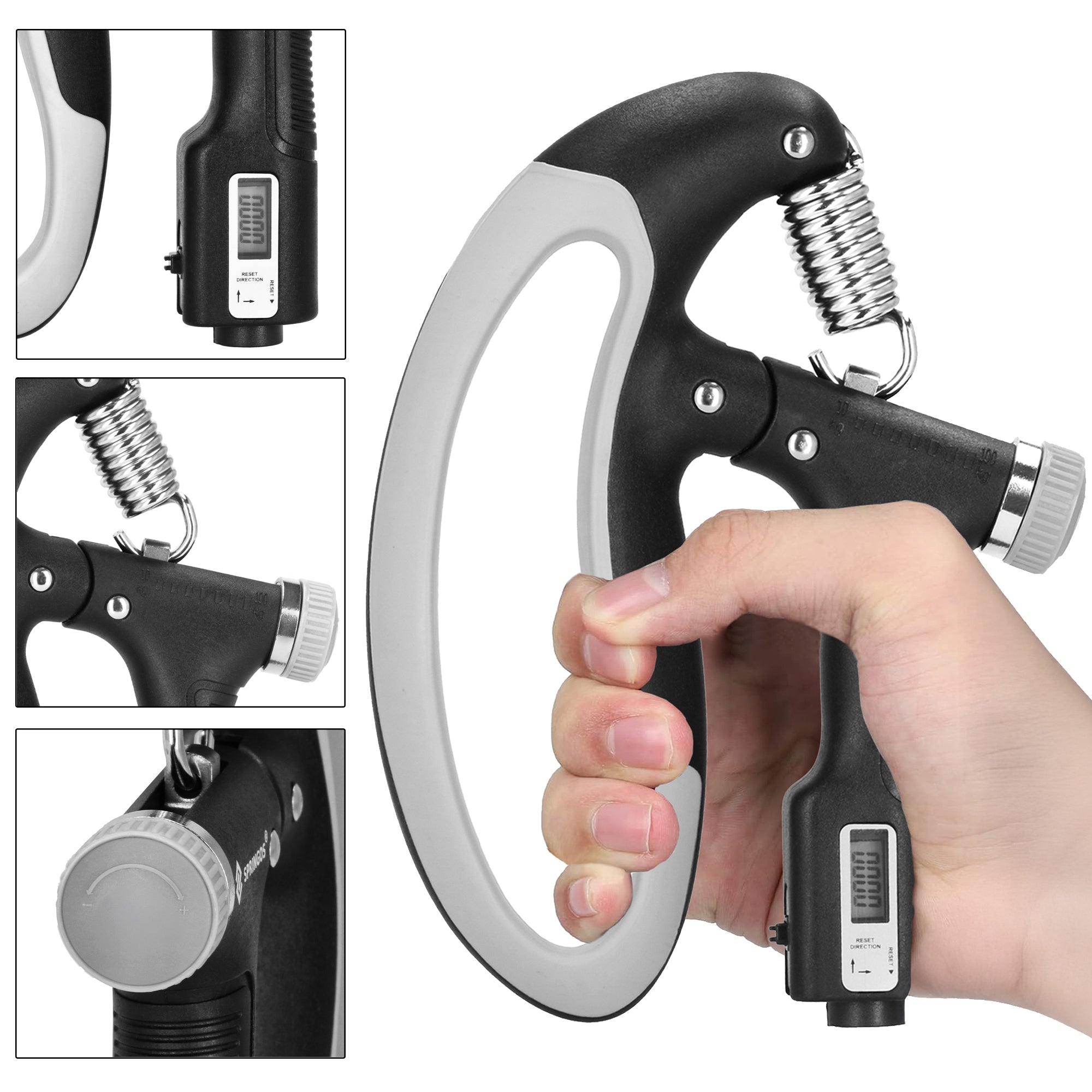 Handtrainer | Handknijper | Zwart/Grijs | 10-100 Kg