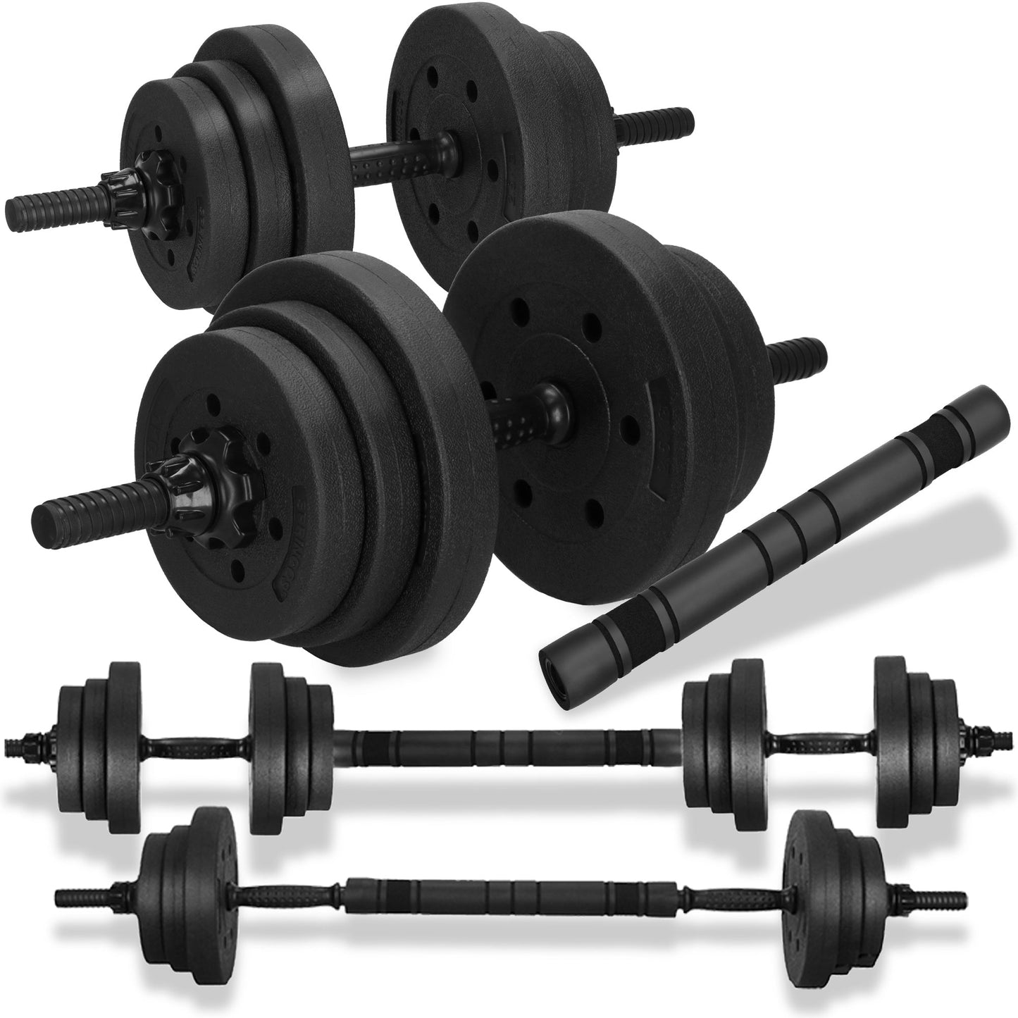 Dumbellset - 20 KG - Halter Verlengstuk - Verstelbaar - Complete Set - Thuis Sporten - Zwart