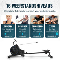 Roeitrainer- 16 Weerstandniveaus - LCD Monitor