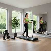 Loopband - 1-12 KM/U - Inklapbaar - Fitshow APP - Met ingebouwde Speaker ( Bluetooth ) - Afstandsbediening - Telefoonhouder - Smeerolie - 133 x 50 x 105 CM - 1 PK Motor