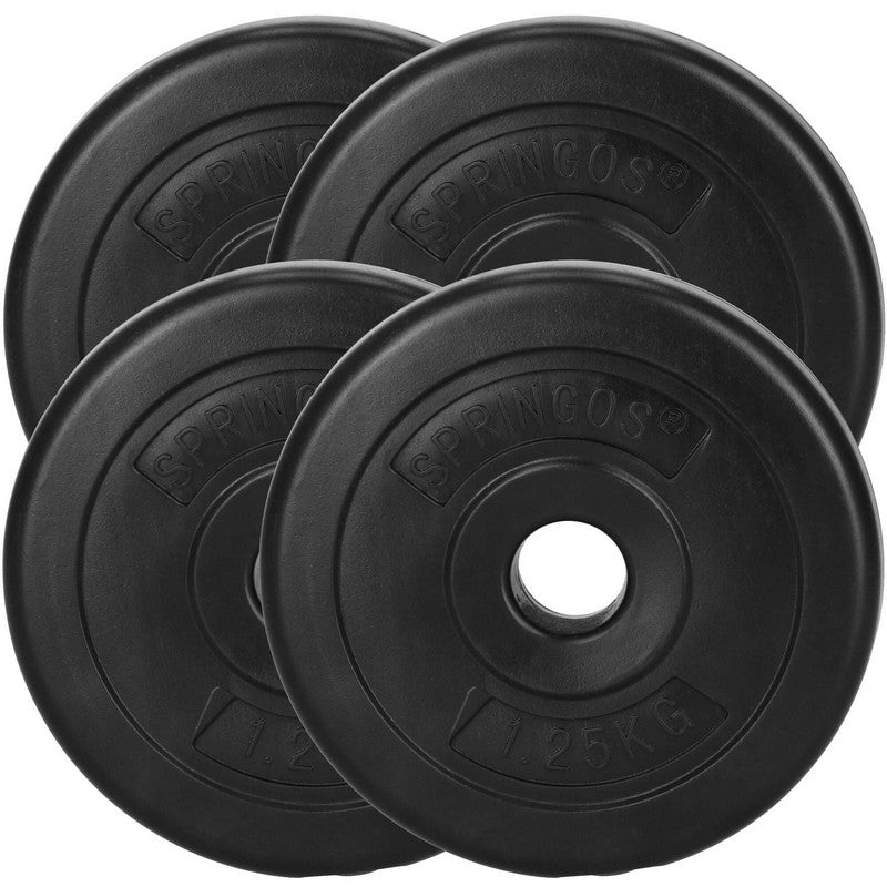 Halterschijven | 4 x 1.25 kg | Kunststof | Zwart