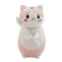 Katten Keramiek Mok met lepel en deksel - Leuk & Creatief