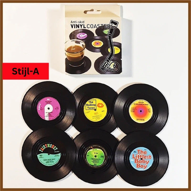 Retro Vinylplaat Drankonderzetters