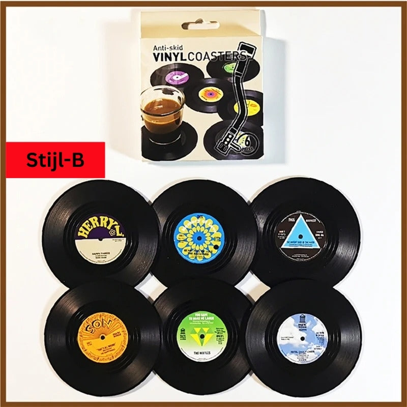 Retro Vinylplaat Drankonderzetters