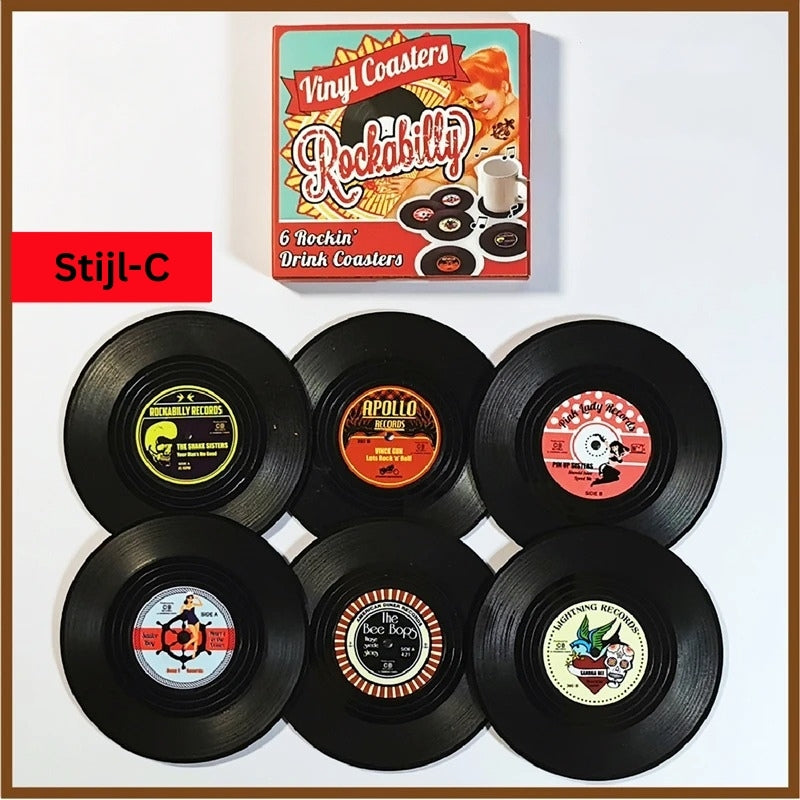 Retro Vinylplaat Drankonderzetters