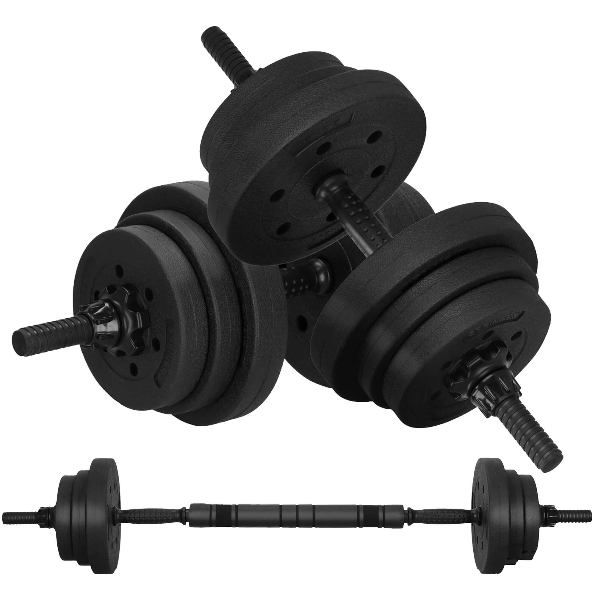 Dumbellset - 20 KG - Halter Verlengstuk - Verstelbaar - Complete Set - Thuis Sporten - Zwart