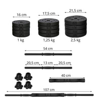 Dumbellset - 6 in 1 Springos Kettlebell Pro Set - 20 KG - Halter Verlengstuk - Verstelbaar - Complete Set - Thuis Sporten - Zwart