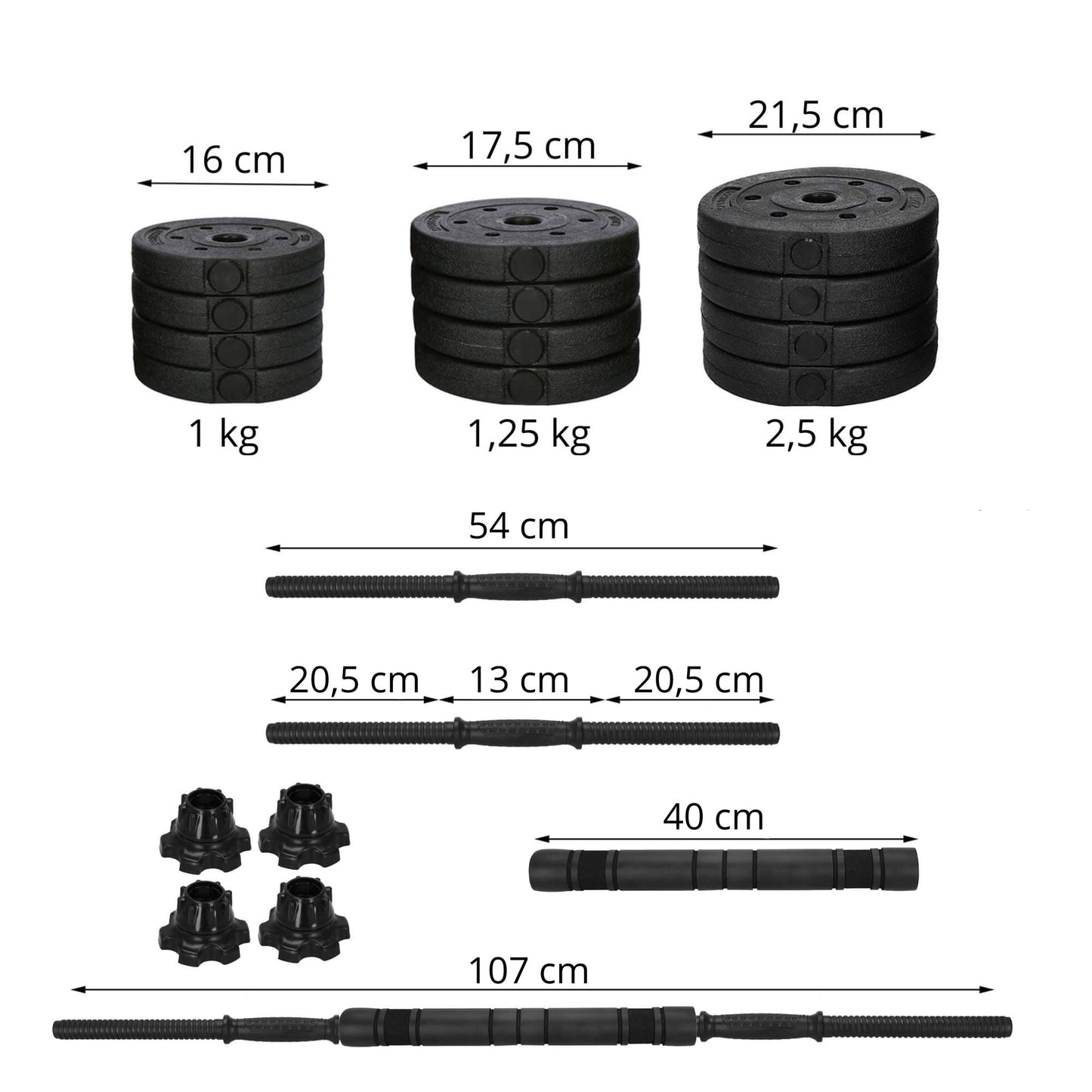 Dumbellset - 6 in 1 Springos Kettlebell Pro Set - 20 KG - Halter Verlengstuk - Verstelbaar - Complete Set - Thuis Sporten - Zwart