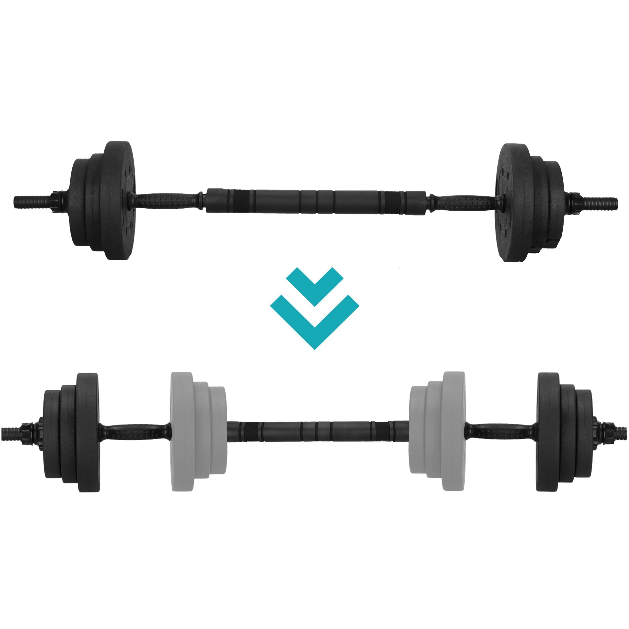 Dumbellset - 6 in 1 Kettlebell Pro Set - 30 KG - Halter Verlengstuk - Verstelbaar - Complete Set - Thuis Sporten - Zwart
