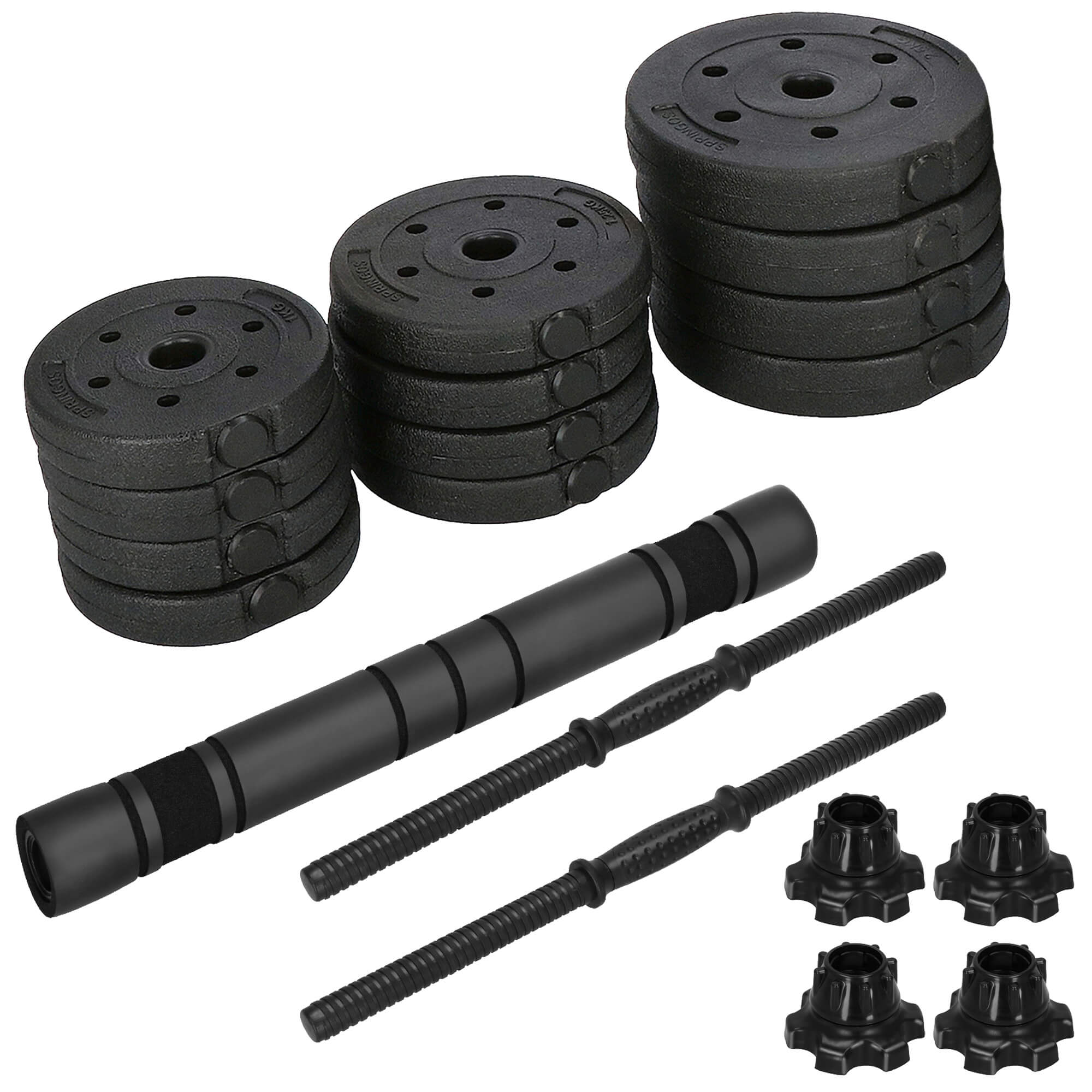 Dumbellset - 20 KG - Halter Verlengstuk - Verstelbaar - Complete Set - Thuis Sporten - Zwart